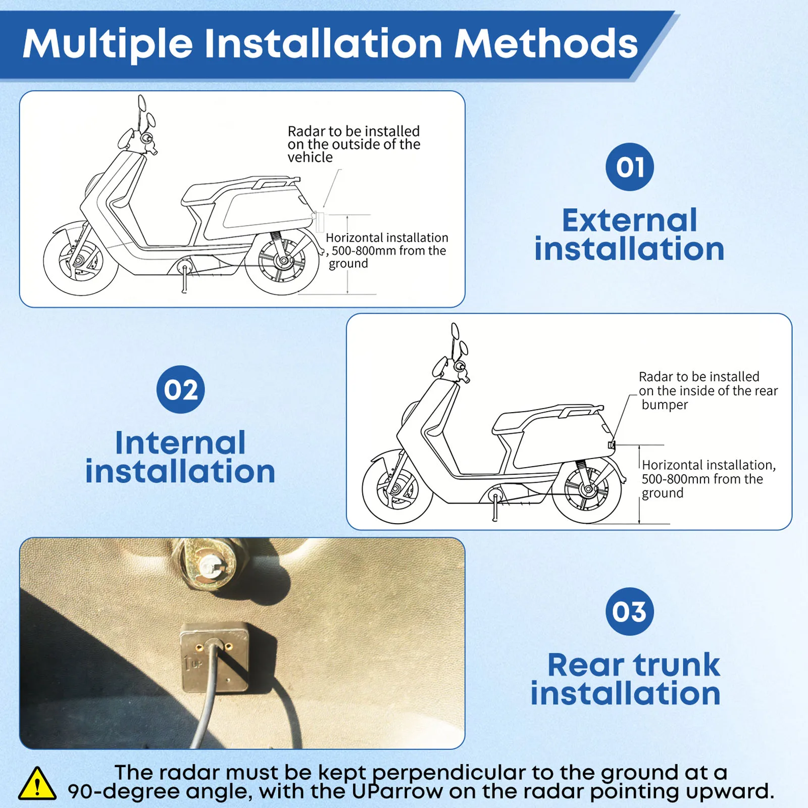 Motorcycle BSD 60GHz Blind Spot Detection System IP67 Waterproof Millimeter Wave Radar Reversing Sensor Motorcycles Accessories