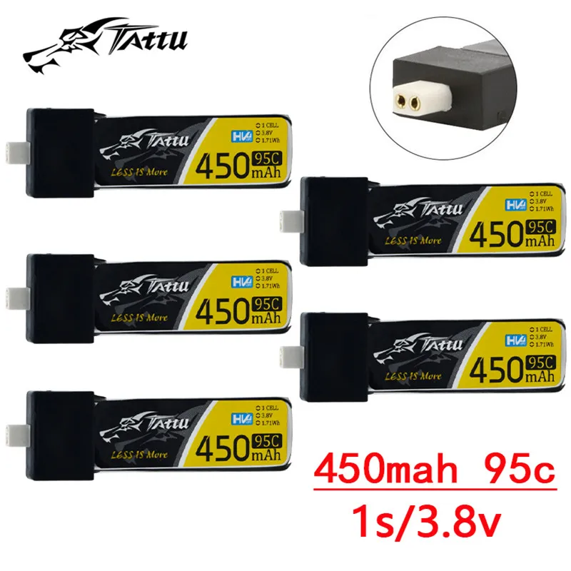 ドローン用バッテリーTATTU-95C個,ヘリコプターrc,450mah,3.8v,fpv,レーシングパーツ,bt2.0プラグ付き1sバッテリー