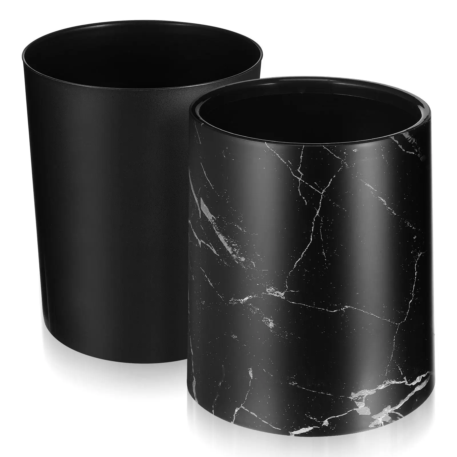 

Marbling Waste Bin PP Material Modern Stylish Round Trash Can for Bedroom Living Room Dining Room Study Kitchen Bathroom Decor