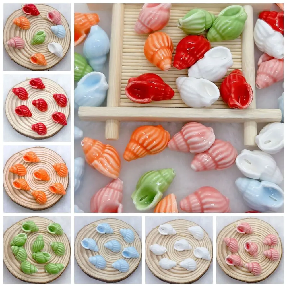 10Pcs Ceramic Conch Shell Bead Fashion Handmade Craft Jewelry Making Material DIY Accessories Necklace Earrings