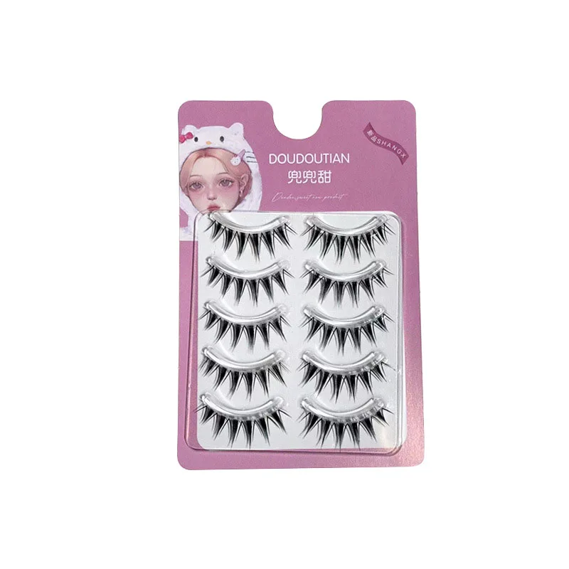 5 Pairs Thick Manga Girls Group False Eyelashes Japanese Korean Transparent Stalk Eyelash Beauty Makeup Eyelash Extension