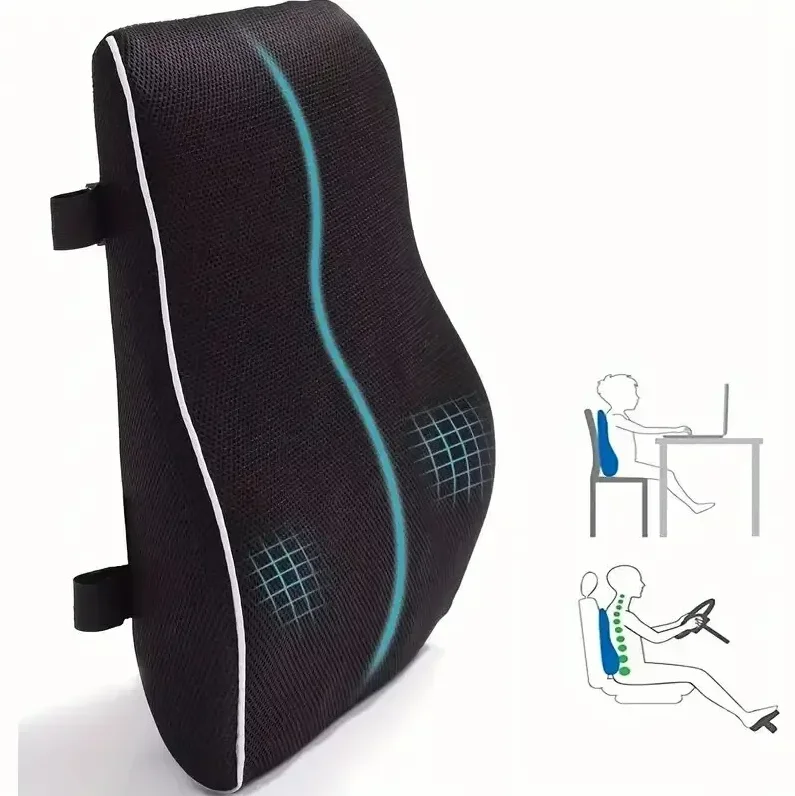 1pc Memory Foam Car Seat Cushion for Office and Gaming Chairs - Supports Lumbar and Waist - Soft and Comfortable