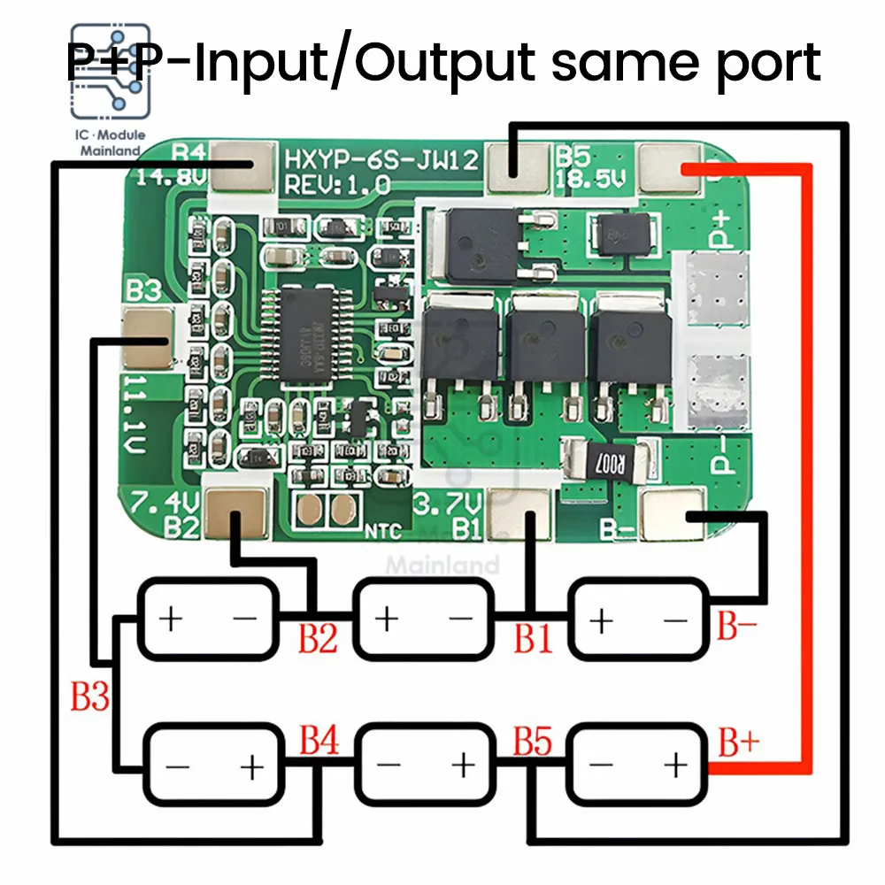 

6S 22.2V PCB BMS 18650 Lithium Battery Protection Board 14A Charging Voltage 25.2V Without Balanced Lithium Ion Battery Module