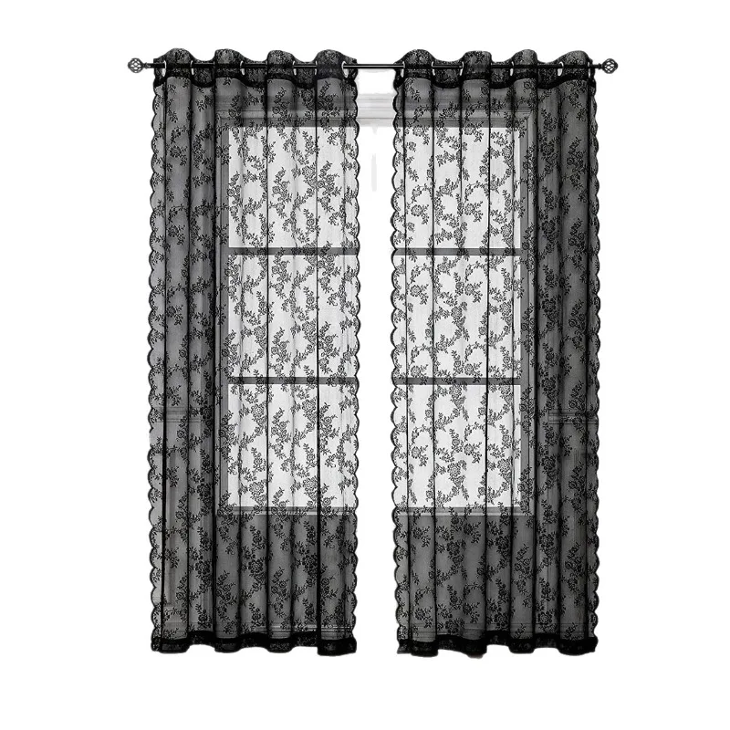 

French vintage lace curtains Romantic flowers and vines tulle curtains, suitable for living room French doors,