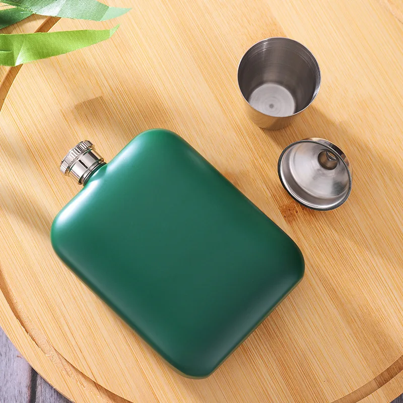 6oz Portable 304 food grade Ssquare Flagon Whiskey Vodka Wine Pot Hip Flask Set Alcohol Drinking pocket Bottle outdoor camping