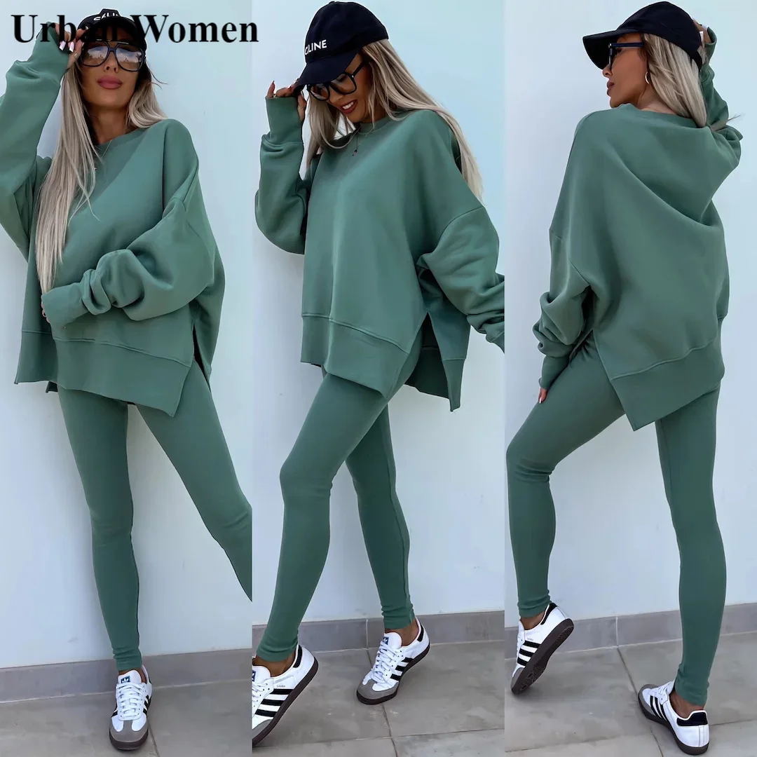 

Autumn Fashion Sports Style Two Piece Set Women Casual Loose Sweatshirt Sports Pants Two Piece Set Women