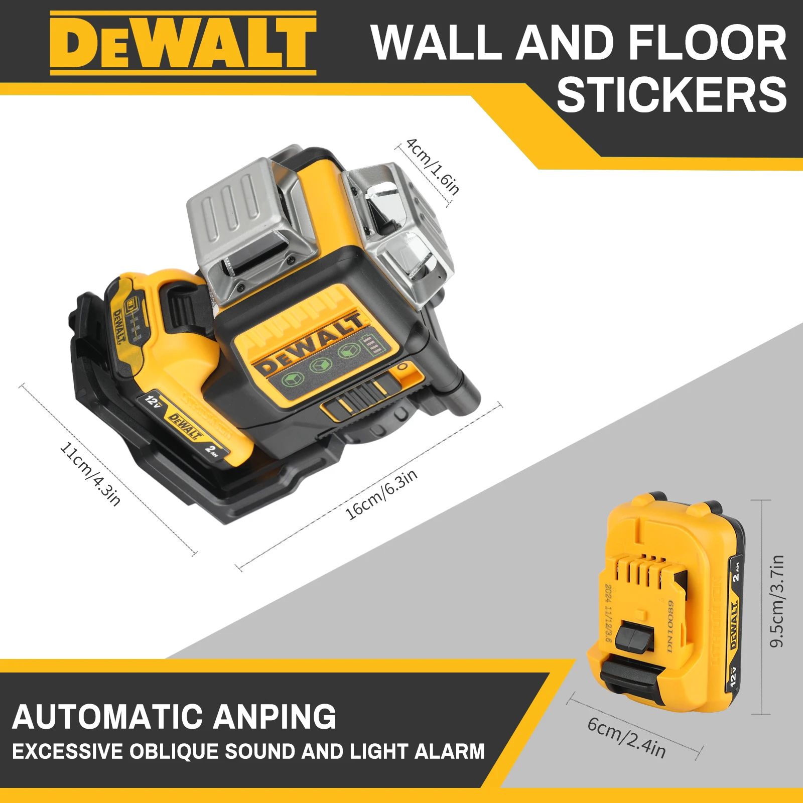 DEWALT DW089LG 12-Line 3-Side 360° Green Laser Level 12V Outdoor Super