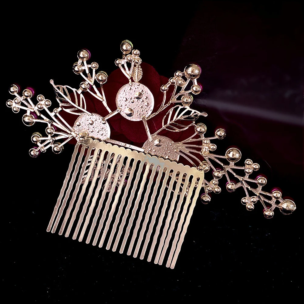 

Rose Hair Comb Wedding Accessories Zinc Alloy Bridal Insert Red Styling Elegant Chic Charm Party Supply Hair Decor