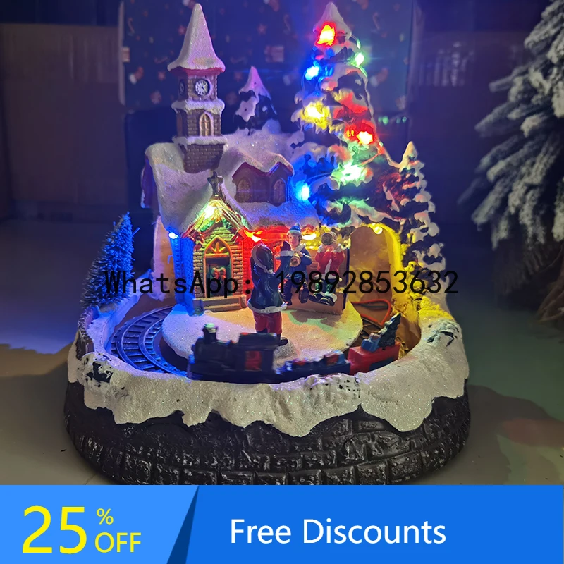 AB  Christmas Glowing Resin Sma House Christmas Tree Room Ornament Creative Sma House Decoration