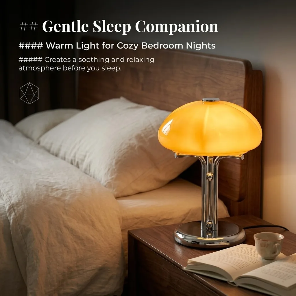 Korean Bauhaus Bedroom Mushroom Desk Lamp Advanced Charging Bedhead Designer Pumpkin TableLamp Room Decor