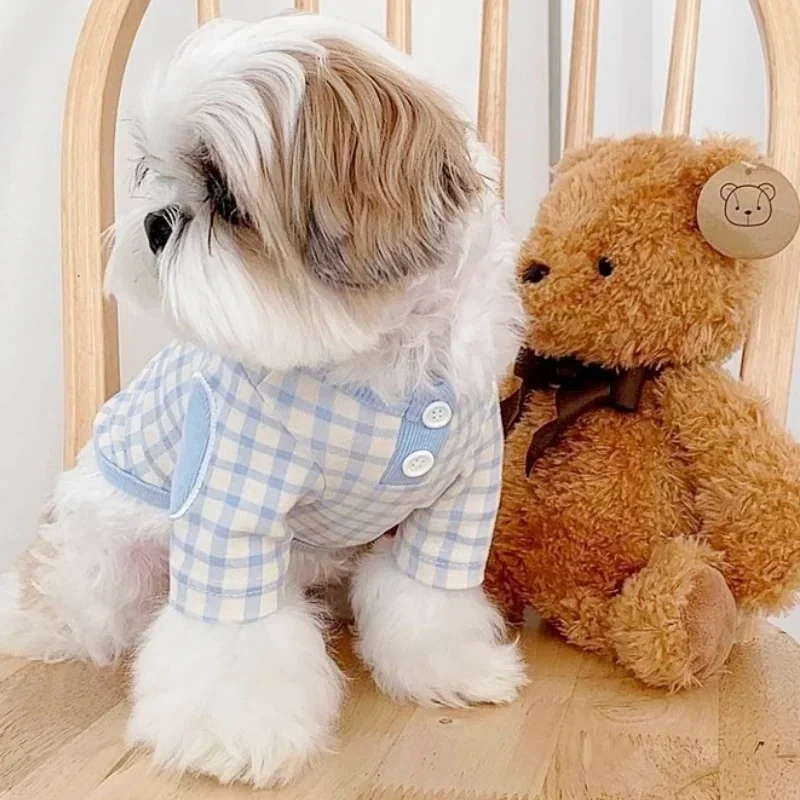 

Fashion Dog Shirt Breathable Thin T-Shirt for Small Medium Dogs Summer Pet Pullovers Cute Plaid Cat Shirt Chihuahua Dog Clothes