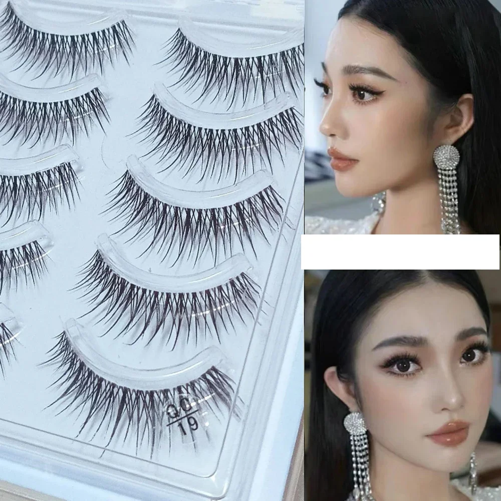 5 أزواج من الرموش الصناعية الطبيعية السميكة الكثيفة جلدة كاريكاتير الشيطان الصغير تايلاند نمط رقيقة جدا رموش زائفة موضة ماكياج العين