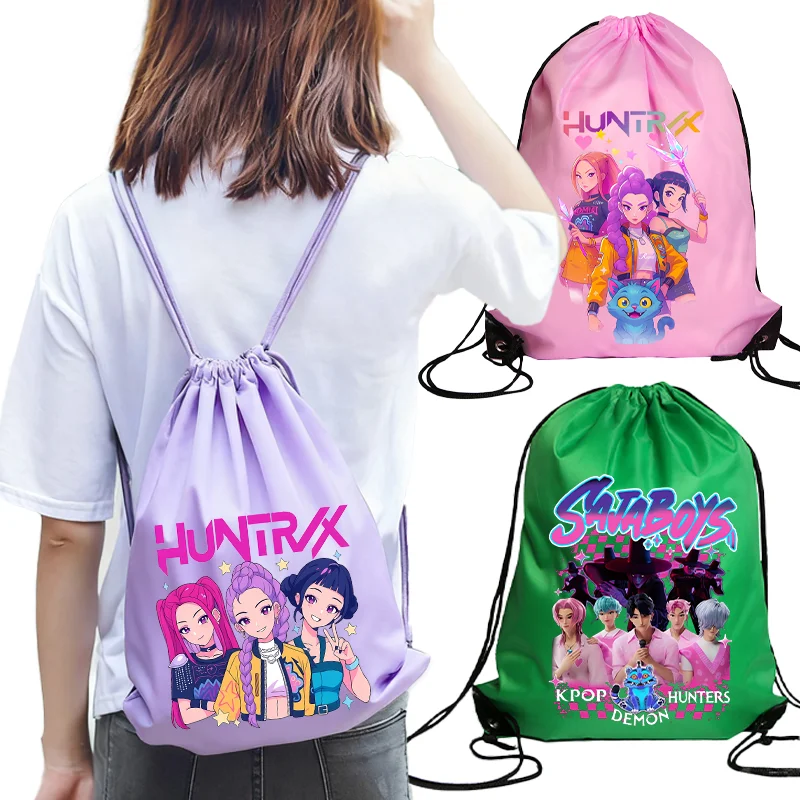 

Movie KPop охотники на демонов сумка на шнурке для взрослых тренажерный зал для девочек танцевальный рюкзак модная дорожная сумка для хранения сумка для покупок детский подарок
