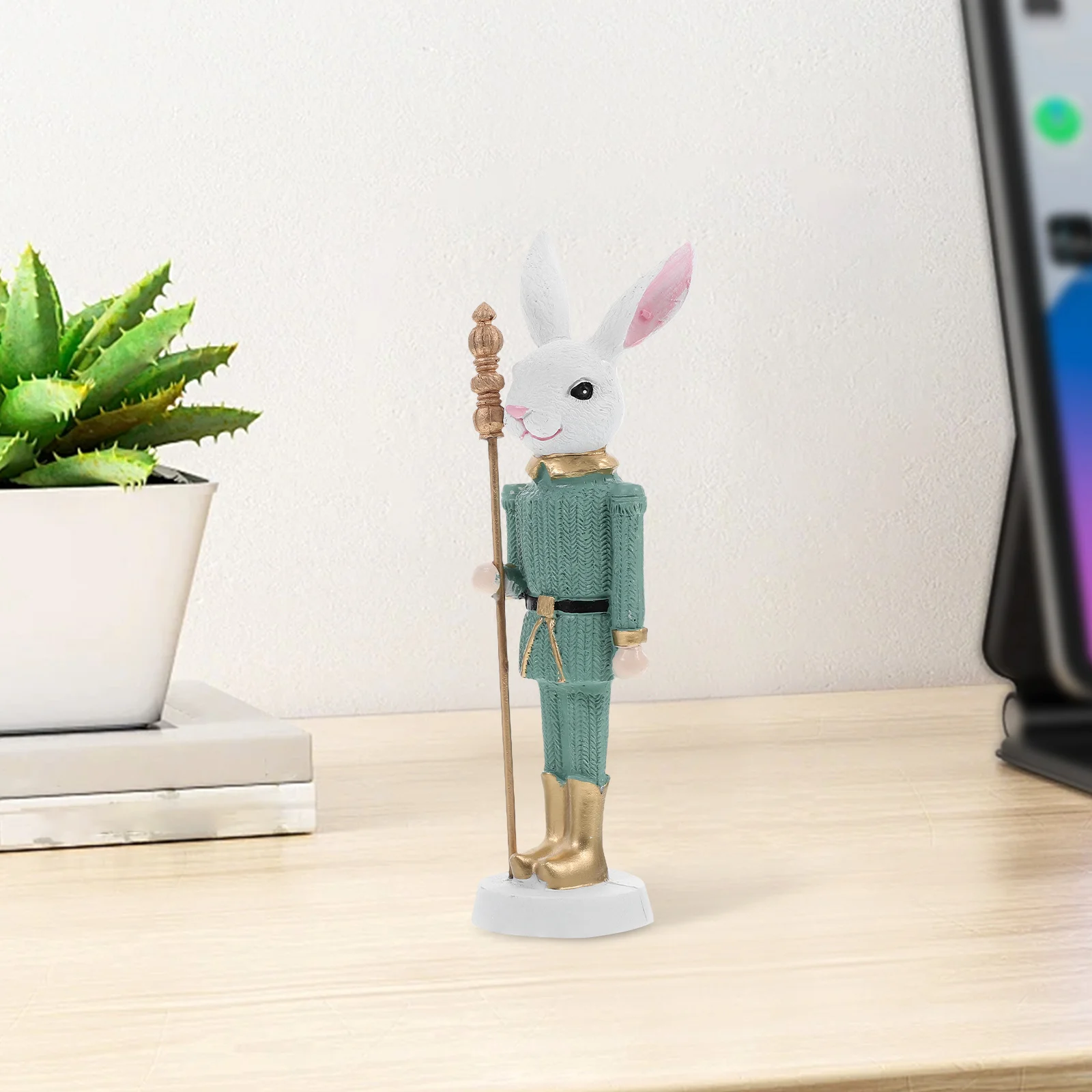 

Resin Easter Rabbit Statue Nutcracker Bunny Soldier Cute Spring Party Decorations Easter Garden Decor Resin Bunny Figurines