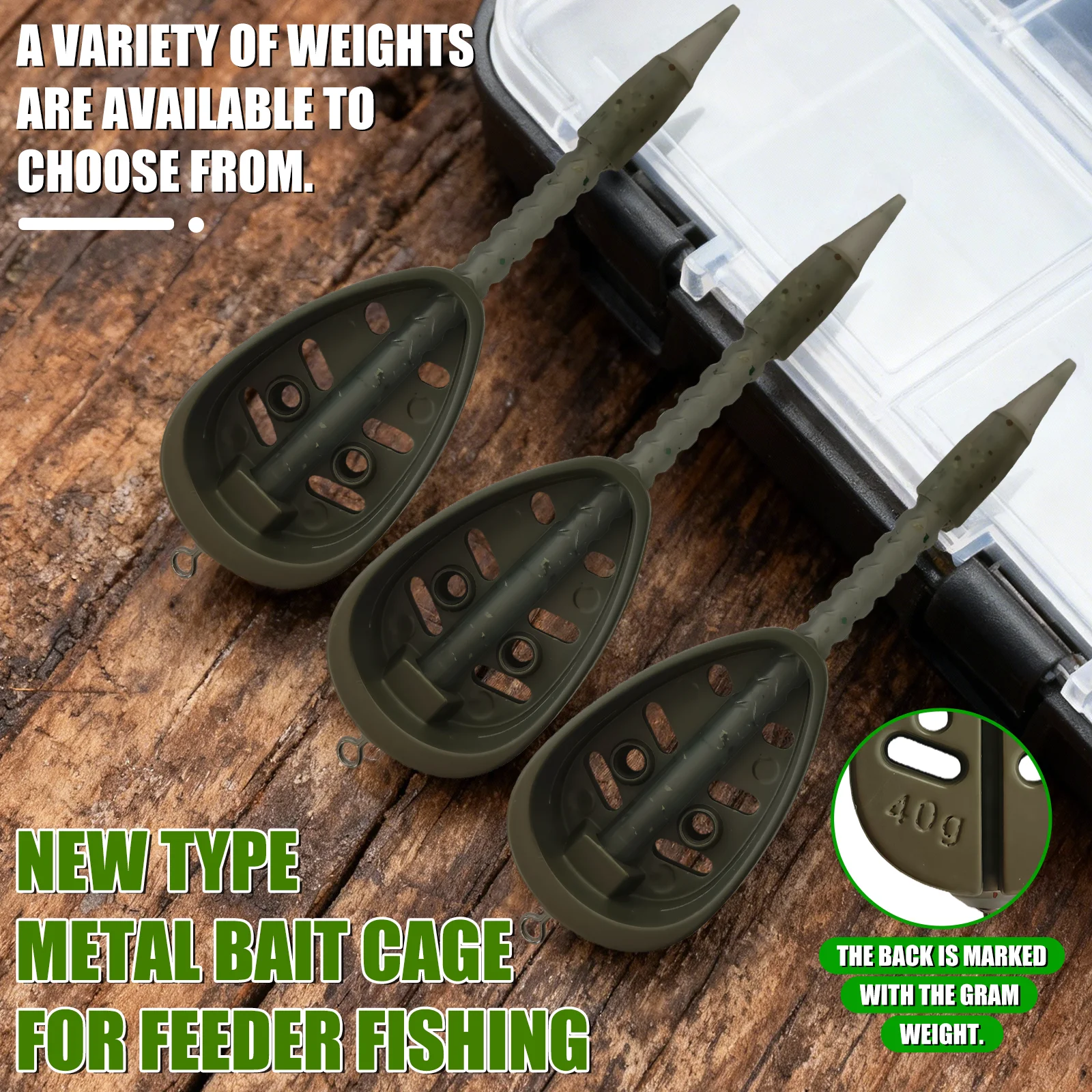 20g/30g/40g Zinc Alloy Inline Feeder, Smooth Surface Bait Cage, Fast Sinking Method Feeder for Carp & Coarse Fishing