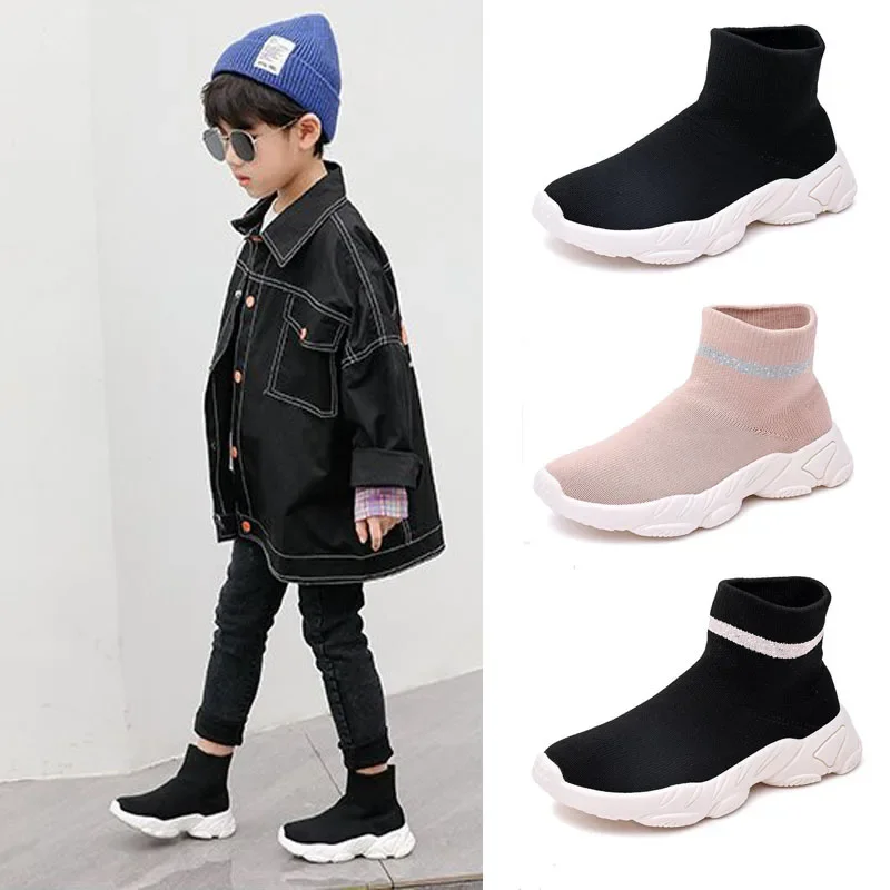 New Spring Autumn Socks Shoes Boys Girls Sneakers Fashion Casual Running Shoes Kids Sport Shoes Non-slip Children Net Shoes