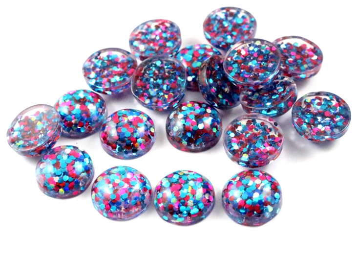 40pcs 12mm New Fashion Peacock blue and Pink and White Mix color Flat Back Resin Cabochons Cameo  G3-31