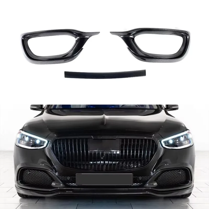 

High Quality Car Parts Dry Carbon Fiber Front Intakes Fog Lamp Cover Auto Accessories for Mercedes S Class W223 S580 S680 2021-