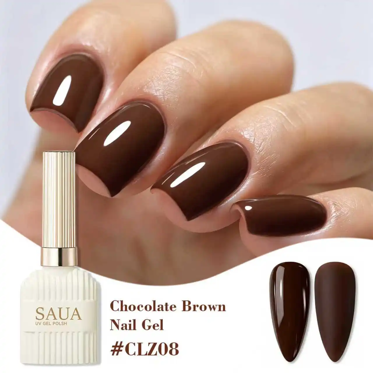 15ML Chocolate Brown UV Gel Nail Polish,  Long-Lasting Shiny High Saturation, Scratch-Resistant, Suitable for All Skin Tones