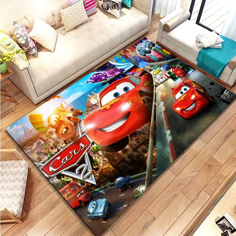 Disney Cars Lightning Mcqueen Cartoon Carpets Bedroom Play Mats Rug Bedroom Carpet Living Kid\'s Room Baby Crawl Bedside Mat Gift