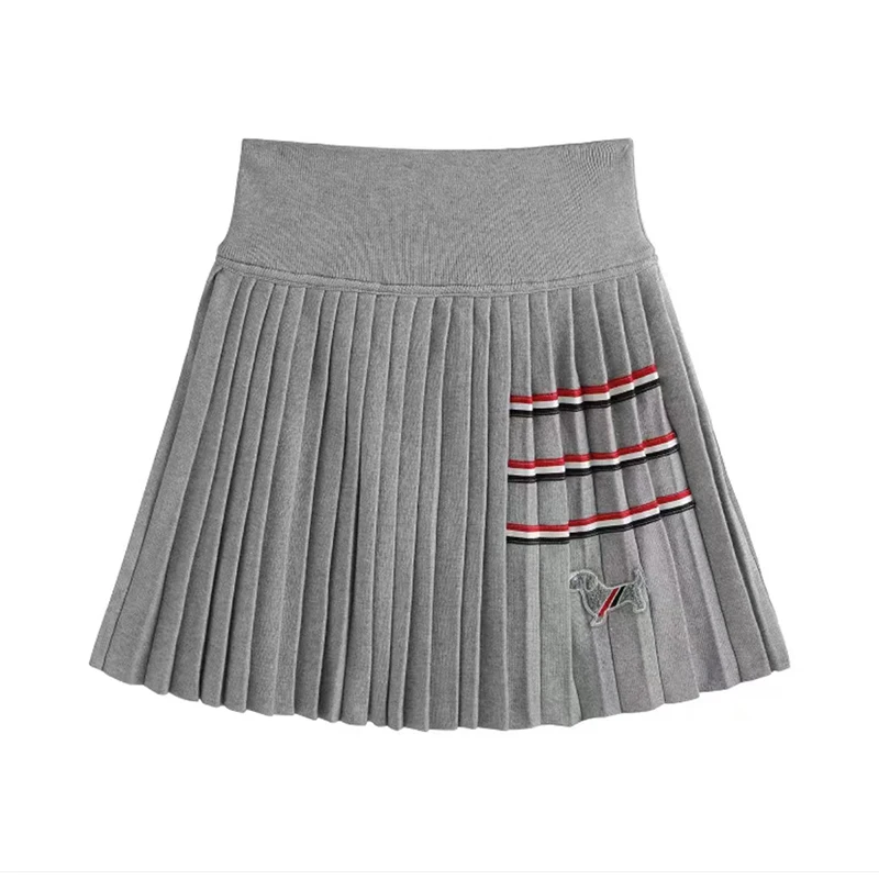 Women's Golf Spring and Autumn New Women's Outdoor Sports Skirt Casual Versatile Elastic Knitted Skirt Solid Color pleated Skirt