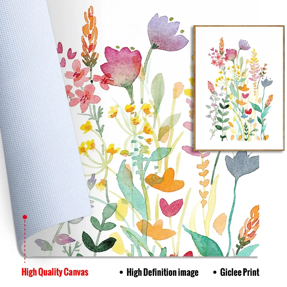 Acquerello Wildflower Flower Poster stampe floreali colorate pianta Wall Art Canvas Painting immagini a parete per la decorazione del soggiorno