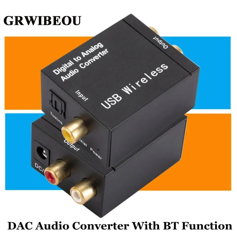 

Digital To Analog Audio Converter Bluetooth 4.0 Optical Fiber Toslink Coaxial Signal To RCA R/L Audio Decoder DAC Amplifier