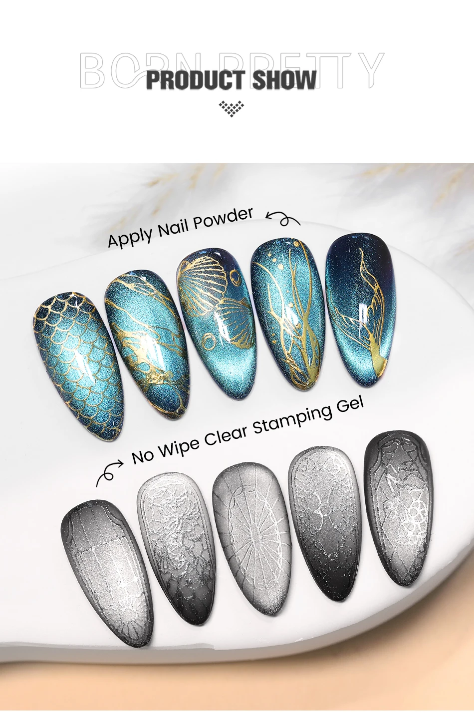 BORN PRETTY 5 ml Zauberer-Stempel-Decklack, kein Abwischen, klares Stempelgel zum Auftragen von Nagelpulver, transparentes DIY-Maniküre-Druckwerkzeug – Detail 7