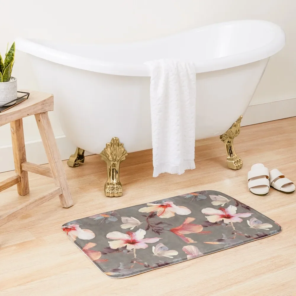 

Coral Hibiscus Bath Mat Showers Anti-Skid Shower Floors For Bathroom Mat
