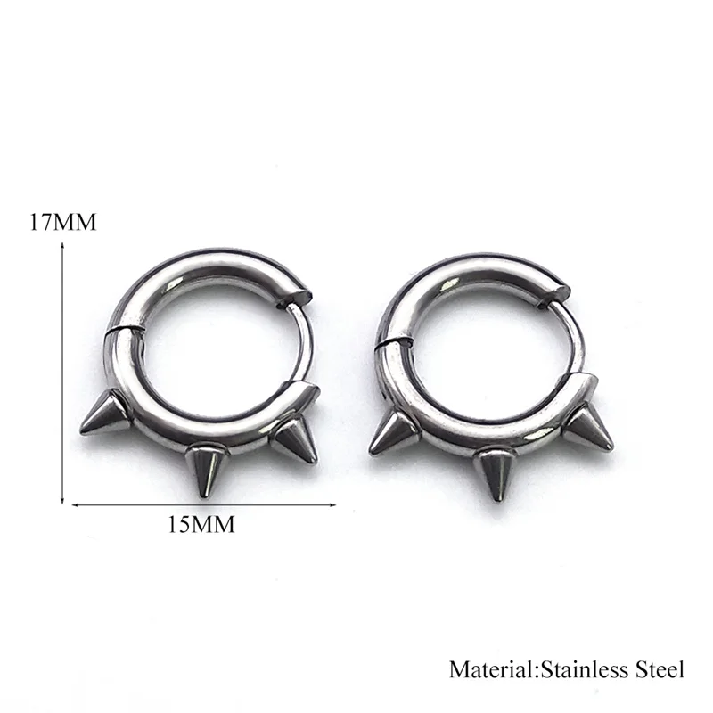 Punk Spike Rivet Hoop Earrings For Women Men Ear Studs Stainless Steel Gothic Hip Hop European and American Earring Jewelry Gift