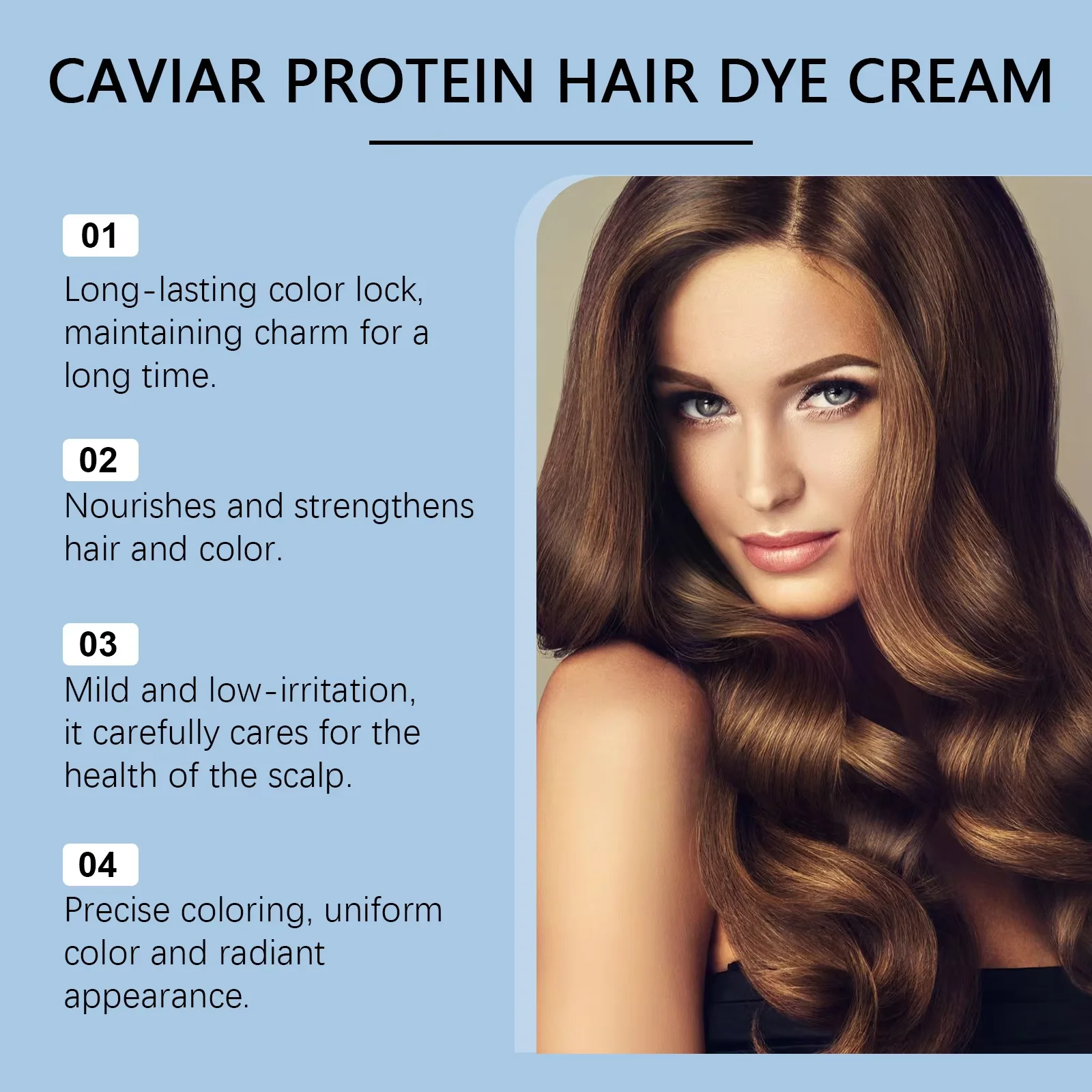 

Caviar Protein Plant Hair Dye Shampoo Long Lasting Black Brown Repair Gray Hair Nourishing Permanent Hair Coloring Product 500ml