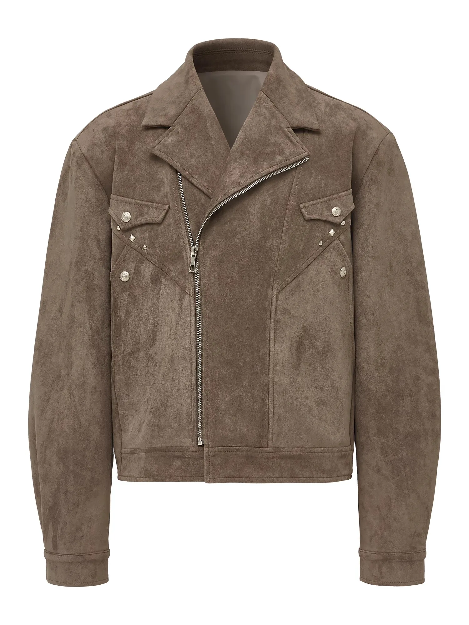 

Mauroicardi, весенне-осенняя крутая красивая короткая куртка из мягкой искусственной замши, мужская куртка на молнии с заклепками, шикарная роскошная дизайнерская одежда 2025