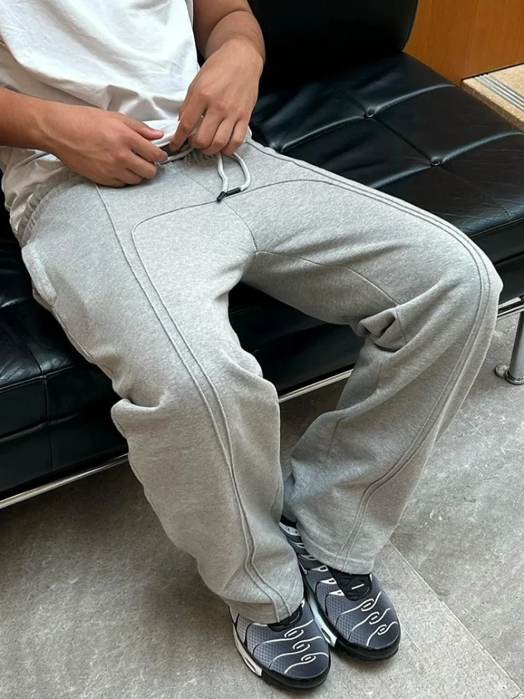 Spring and Autumn unisex casual pants, hip-hop streetwear, loose hanging solid color pants, fashionable loose casual pants