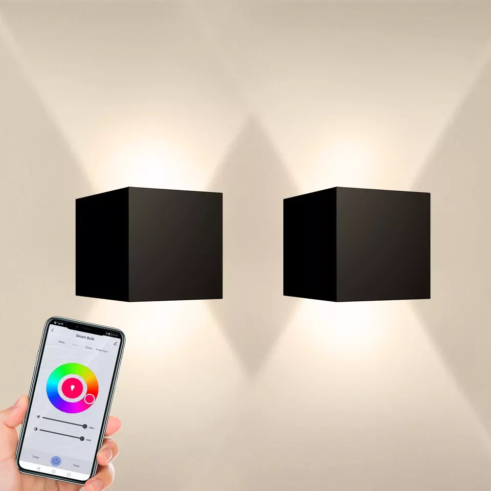 ‌Smart LED Wall Light - Indoor/Outdoor, RGBIC Music Sync, 16M Colors, Voice/App Control