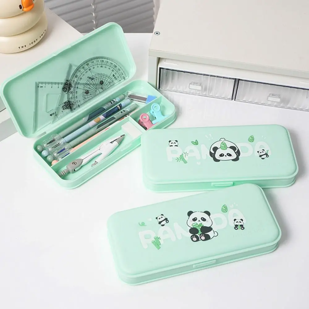 Portable Cute Panda Stationery Pencil Case Creative Cartoon Panda Pencil Bag High Appearance Level Large Capacity Pen Bag Kids