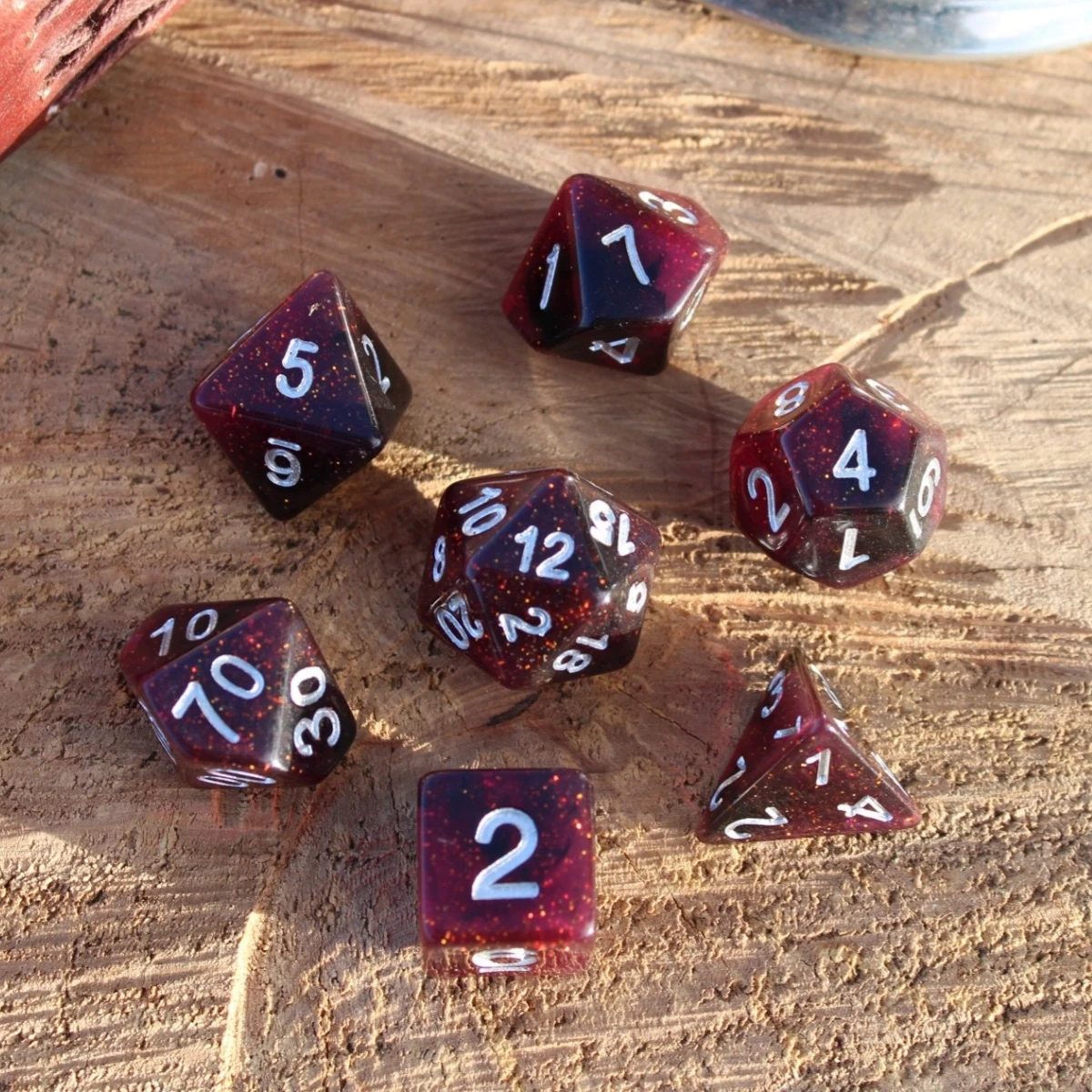 7Pcs/Set Deep Space Garnet Dice for DND Dungeons and Dragons Table Games D&D RPG Tabletop Roleplaying