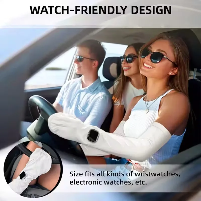 4Pcs Summer Sun Protection Sleeves Adjustable Breathable Driving Long Sleeves Cooling Finger Loop Anti UV Cycling Sleeves