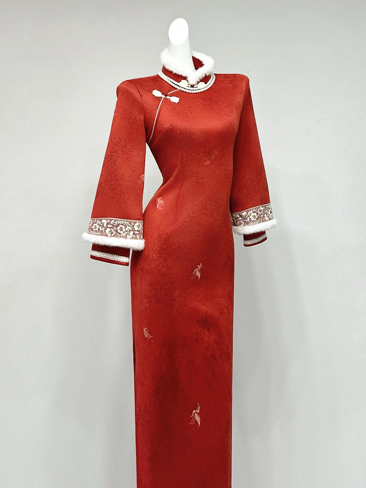 

Red Wedding Dr Ele Vintage Sle Winter Faion Women's Long Sve Midi Dr Beautiful Gown for Toasts