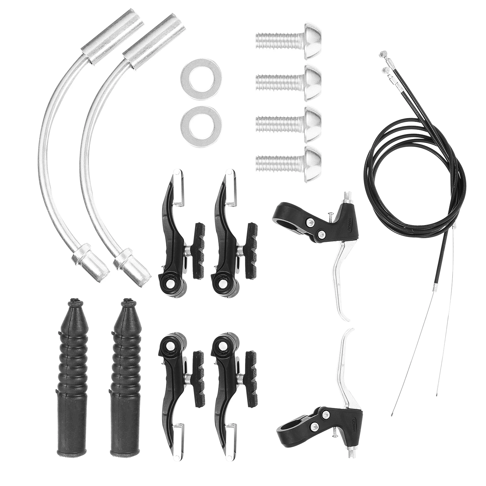 

2 Brake Levers 2 Cables Set High Hardness Aluminum Alloy Durable Lightweight Bike Disc Brake Kit for Bicycles