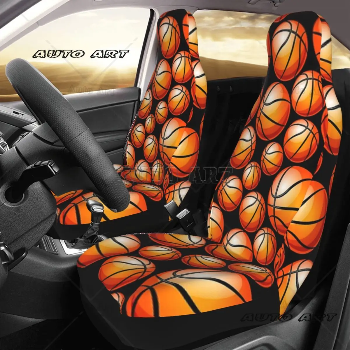 Basketball Pattern Car Seat Cover Custom Printing Universal Front Protector Accessories Cushion Set