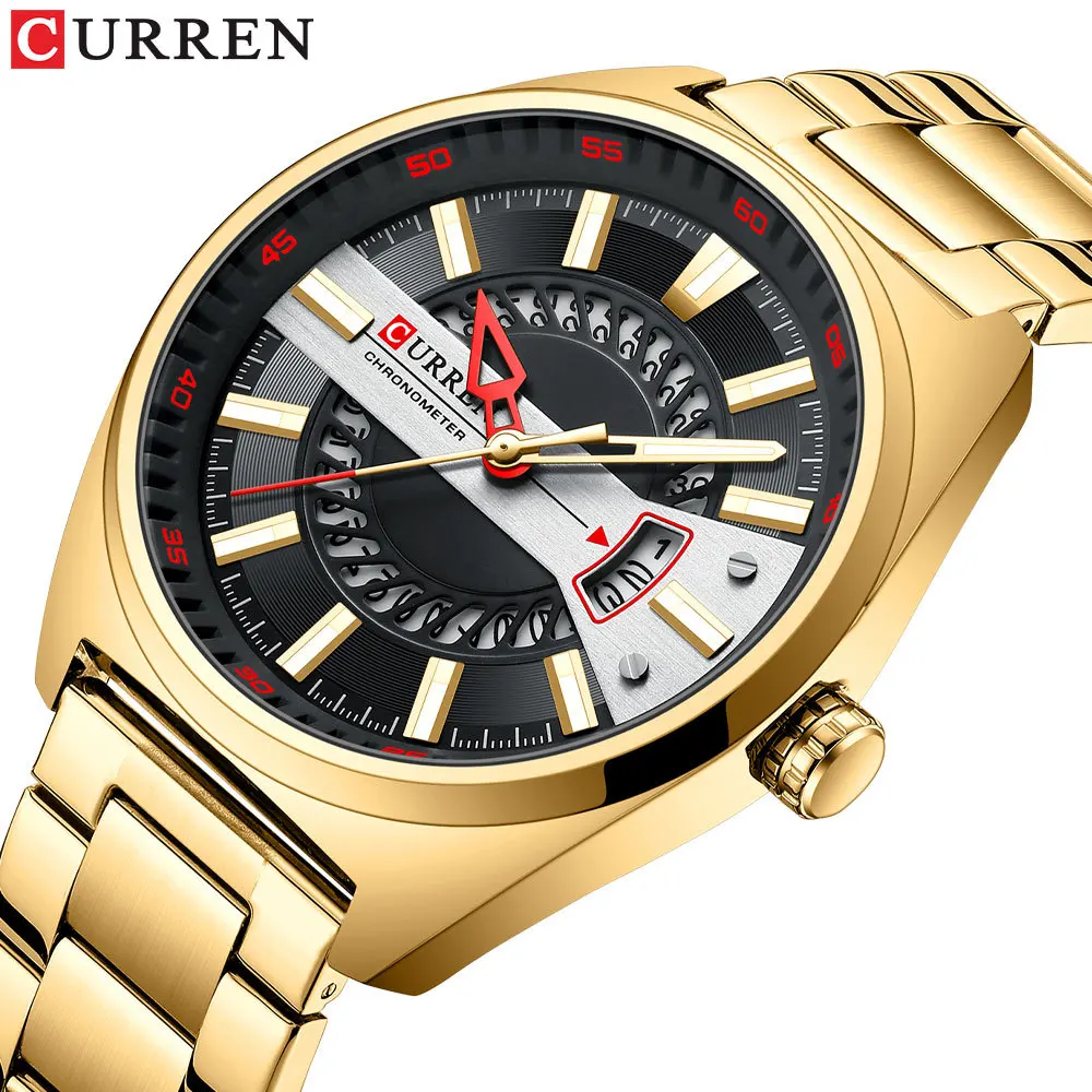 CURREN 8403 Men's Quartz Watch Calendar Steel Strip Clock Business Leisure Fashion Cool Wristwatch for Male