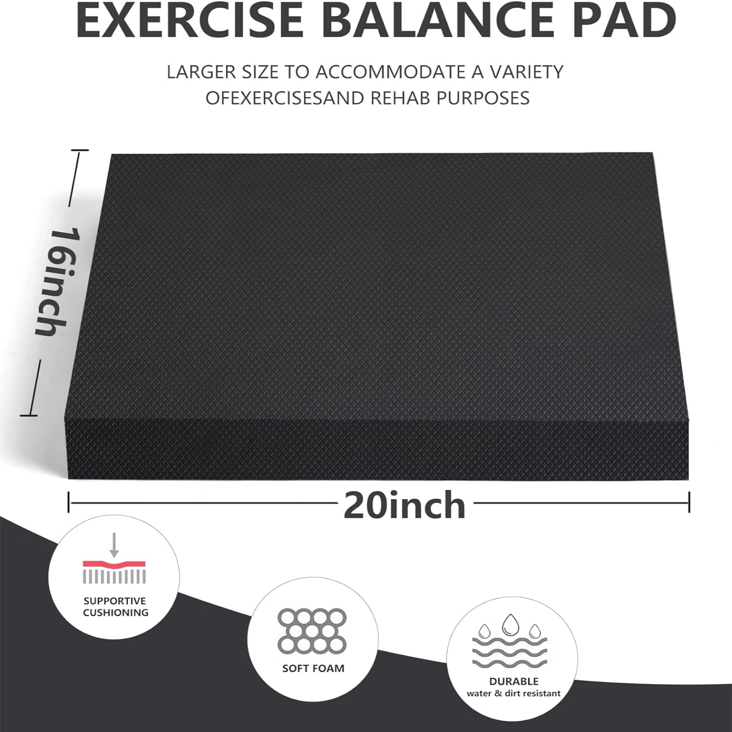 

Large Non-Slip Balance Pad for Intense Fitness & Balance Workouts, Thick TPE Mat for Yoga, Pilates, and Physical Therapy, Slip R