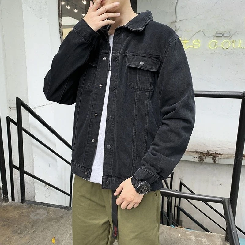

Осеннее свободное ковбойское пальто для мужчин, популярная корейская одежда, модная стираная роскошная модная джинсовая куртка Y2k, мужские куртки высокого качества