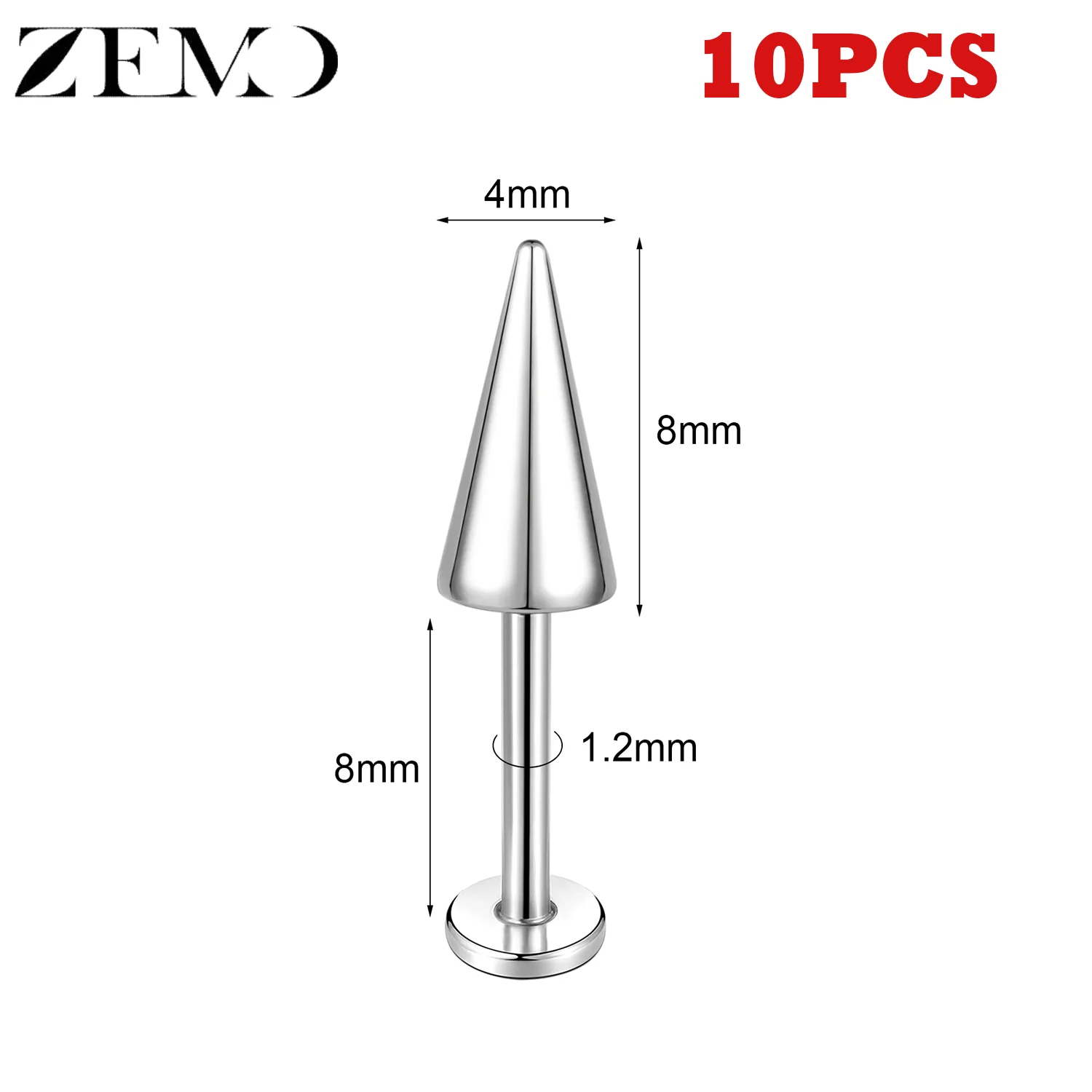 10PCS Stainless Steel Spike Labret Lip Piercing Set