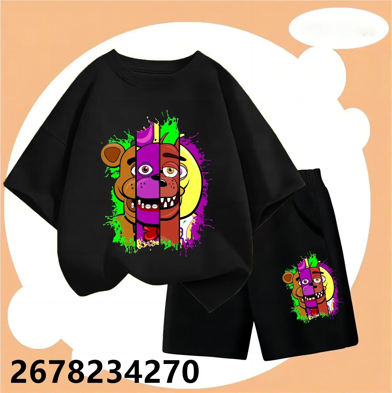 Fashion Short Sleeve Multi Tshirts Clothes for Boys Birthday Kids T Shirt Set Five Nights At Freddy Printed T Shirts Boys Girls