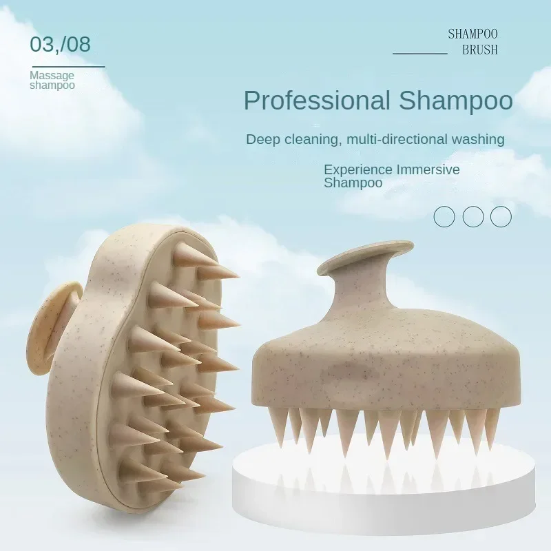 Silicone Shampoo Brush Head Scalp Massage Comb Wheat Straw Hair Washing Combs Body Massager Bath Brush Salon Hairdressing Tool