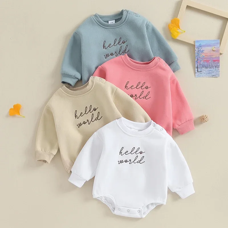 Baby Clothing Embroidery Rompers Long Sleeve Letter Print Jumpsuit For Boys Girl Newborn Clothes