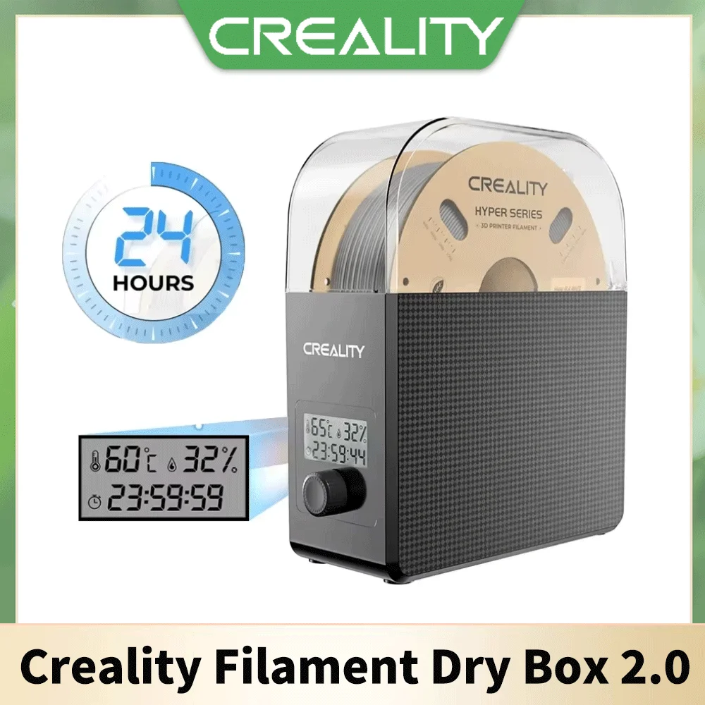 

Новый сухой бокс для филамента Creality 1 кг 2.0 с регулируемой температурой до 45°C ℃ -65 ℃ Мониторинг влажности в реальном времени, обогрев горячим воздухом, настройка на 0-24 часа