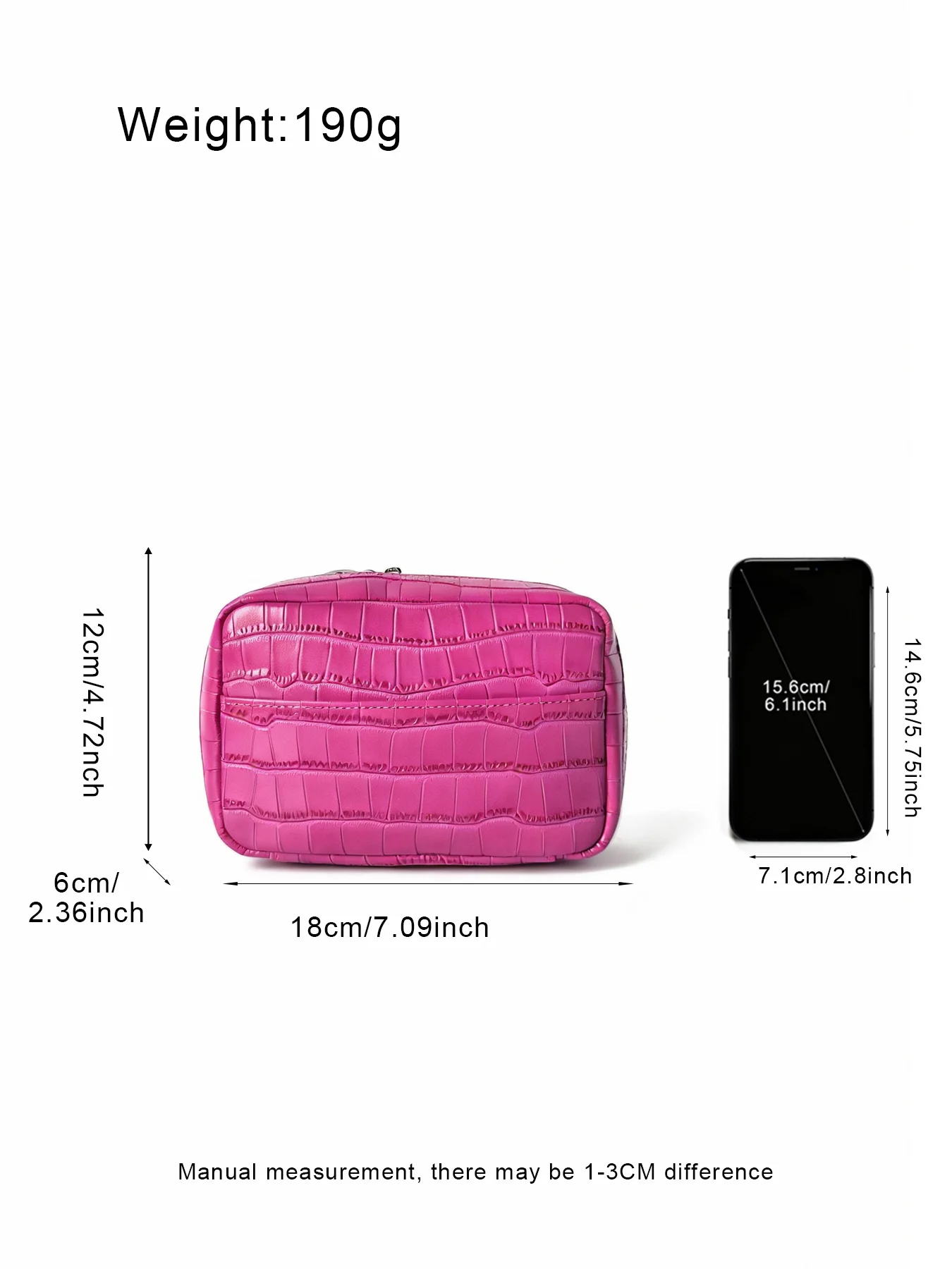 Neue Rosenrote Echte Krokodilleder-Textur Kosmetiktasche Große Kapazität Reise-Tragbare Handtasche Organizer Make-up-Tasche Etui – Detail 18
