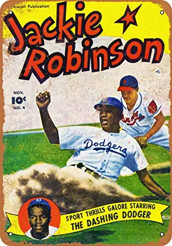 Wall-Color  Metal Sign - 1950 Jackie Robinson Comic - Vintage Look
